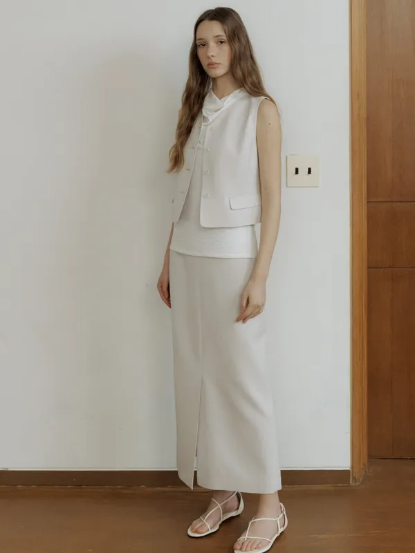 FRONT SLIT CLASSIC MAXI SKIRTS_2COLOR