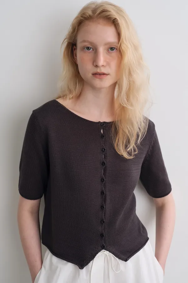 cotton button pullover (charcoal)
