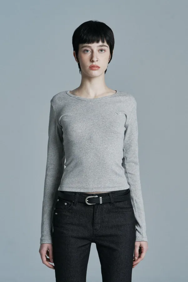 MAY U-NECK LONG SLEEVE MELANGE