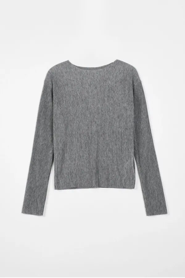 [7차] Pleats Cutting Top_Gray