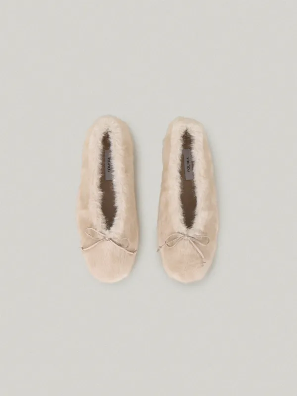 Snoa Fur Flat Shoes - Ivory스노아 퍼 플랫슈즈