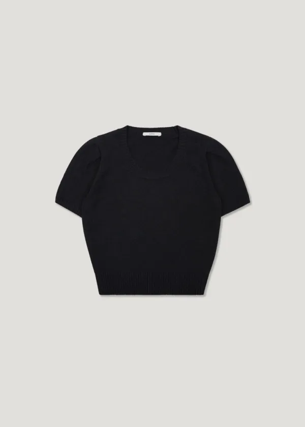 Scoop Neck Puff Knit_Navy