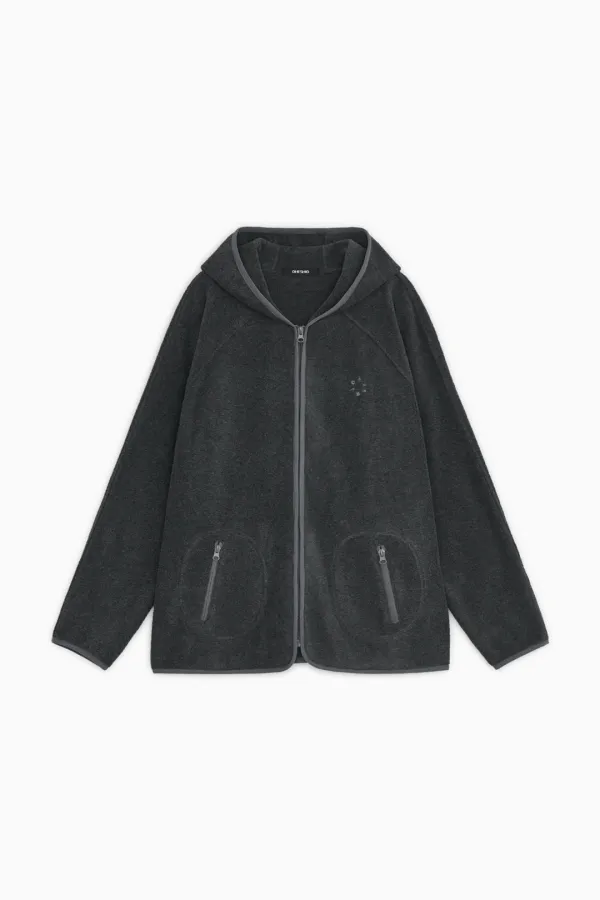 MINI LOGO FLEECE ZIP-UP, CHARCOAL