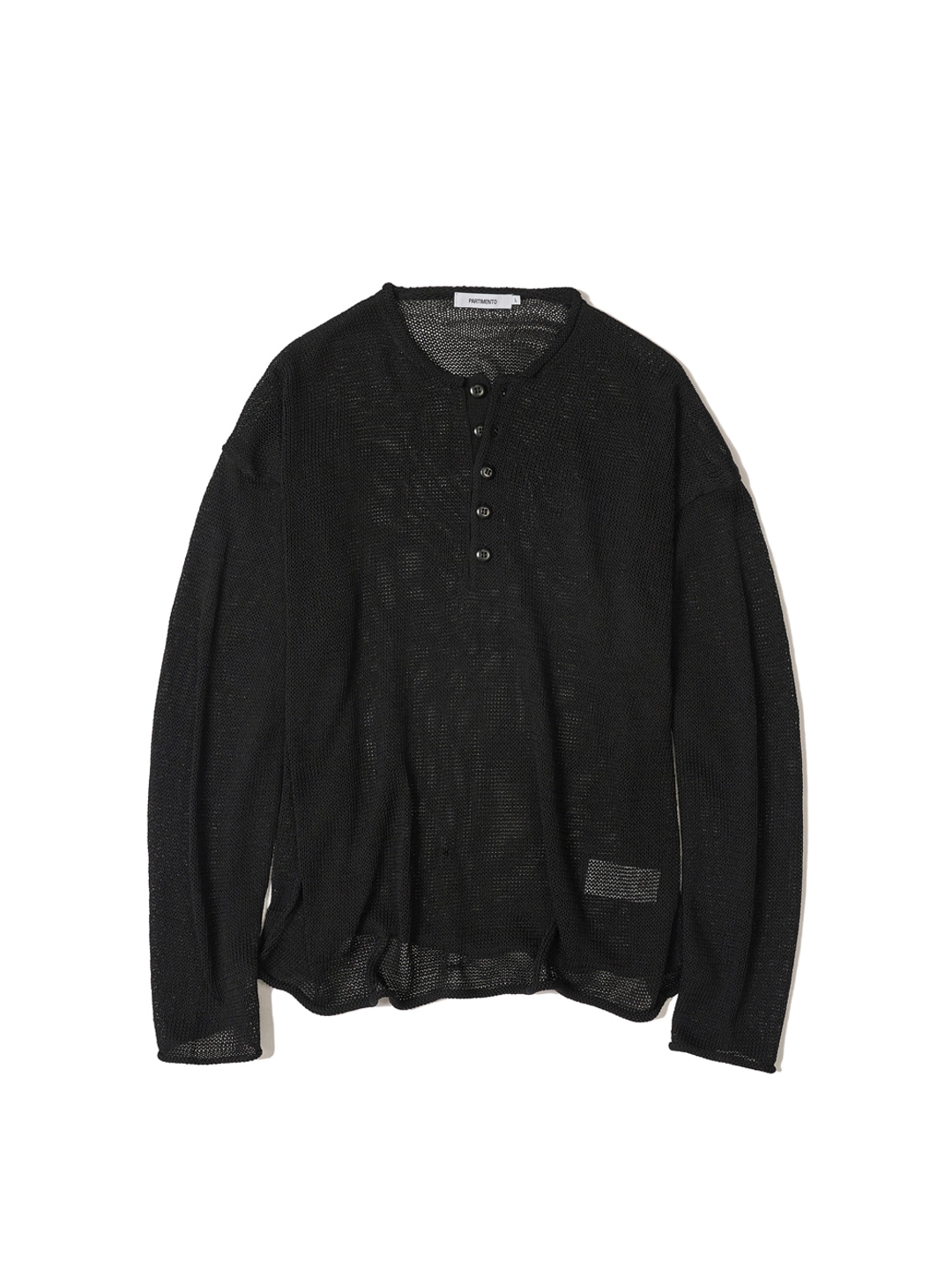 파르티멘토 Cut-off Henley Neck Knit_Black 상품 이미지 3
