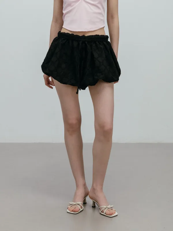 FLOWER BALLOON SHORTS / BLACK
