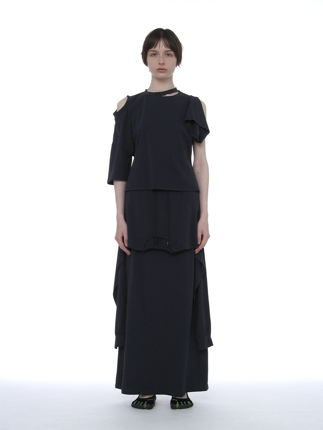 파르티멘토 [WOMEN] DECONSTRUCTED TEE MAXI SKIRT_NAVY 상품 이미지 2