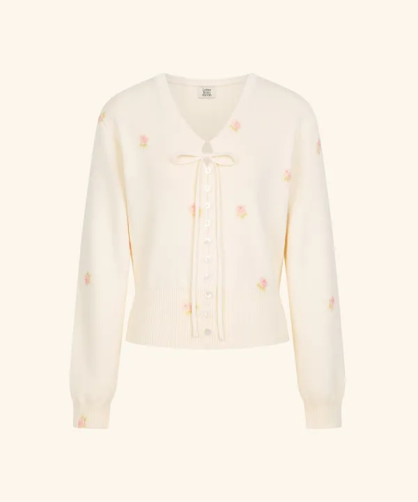 Lori Flower Scallop Cardigan ( Cream )