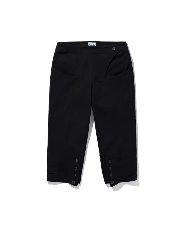 BUTTON SLIT CAPRI PANTS_BLACK