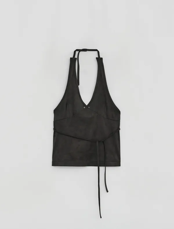 [3rd REORDER] SUEDE HALTER TOP [CHARCOAL]