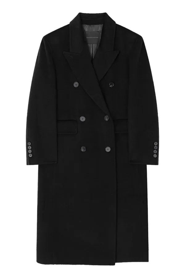 Peaked-Lapel Double-Breasted Handmade Coat [ Black ]