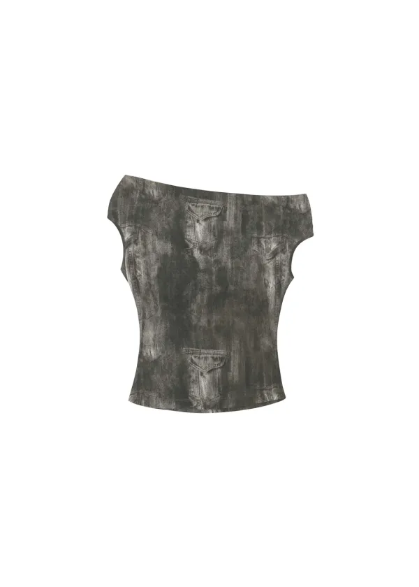 [3RD] FLOW NECK DRAPE HALF-T, BROWN
