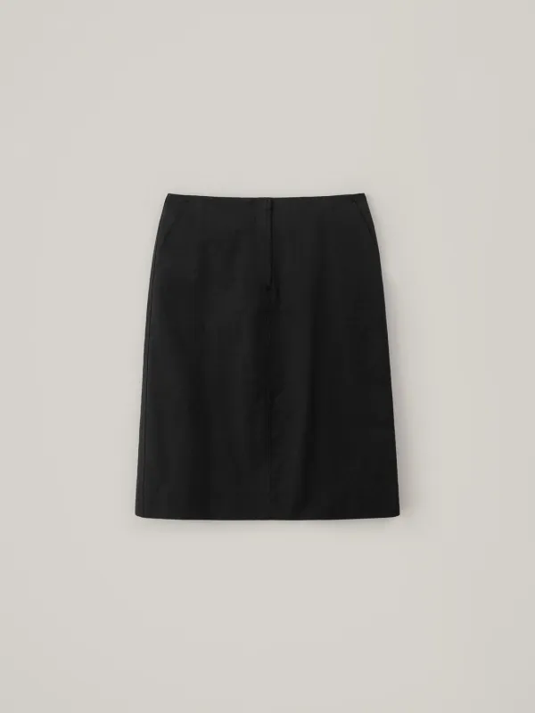 Classic Cotton Midi Skirt - Black