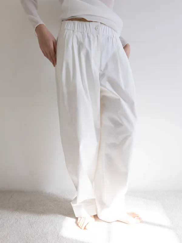 COTTON BLEND RELAXED TROUSERS [WHITE, BLACK]