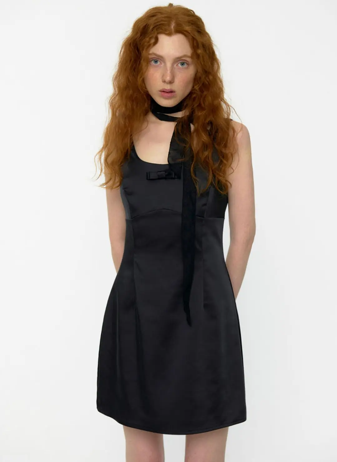 루루서울 Prom Slim Satin Mini Dress (Black) 상품 이미지 2