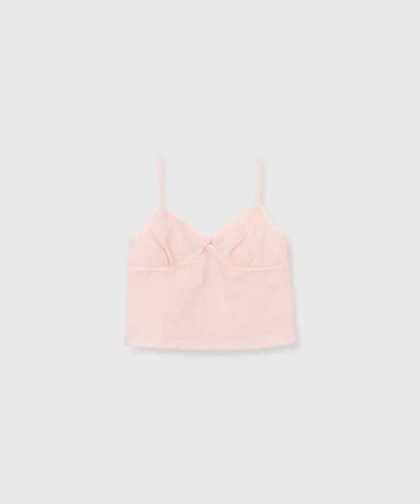 Cotton ribbon cami (Pink)