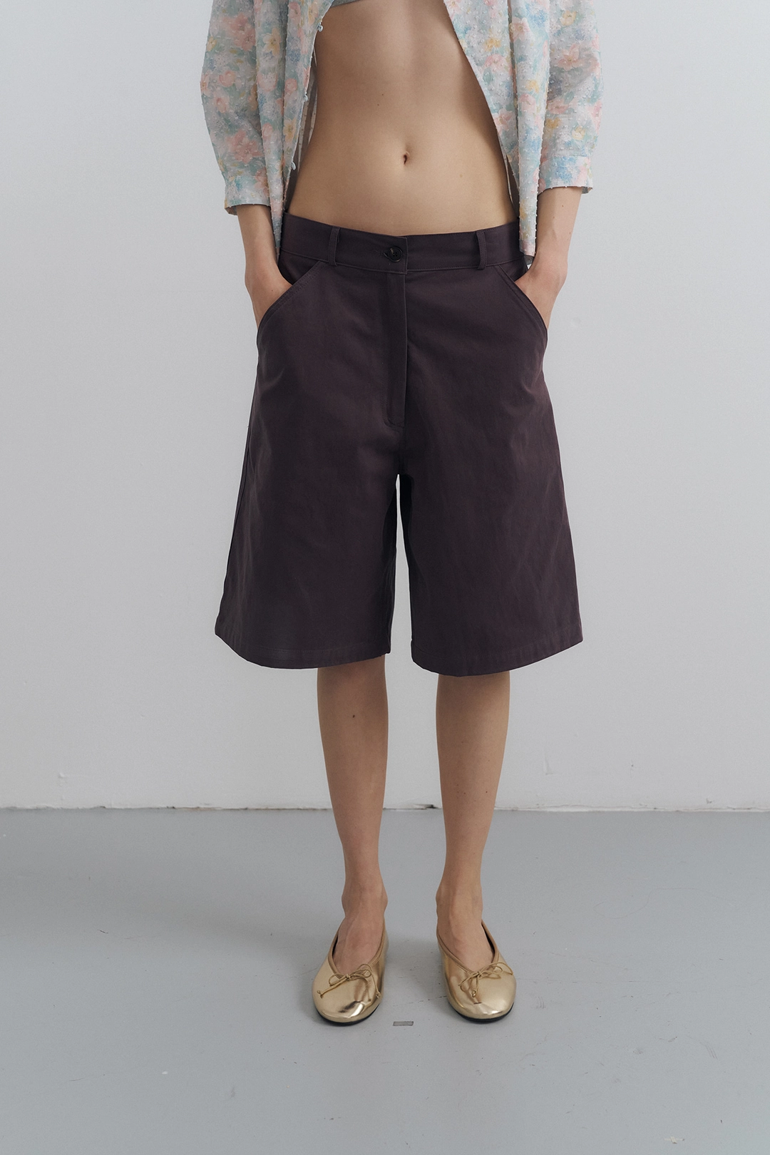 포지프레클즈 Low Bermuda Pants_Ash Purple 상품 이미지 1