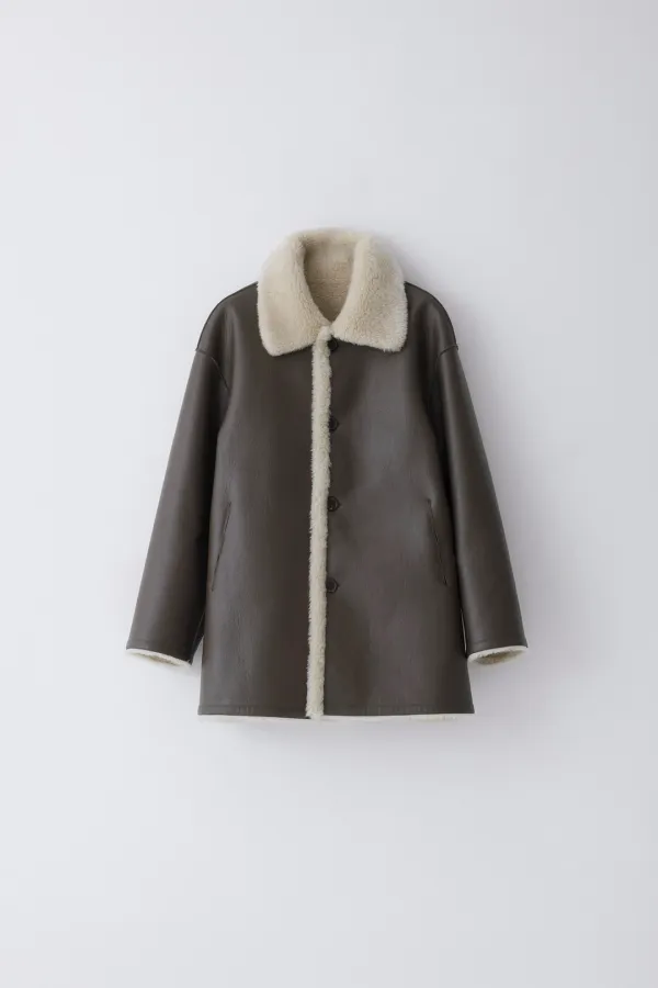 River Shearling Coat (Leather ver.)_Dark Brown