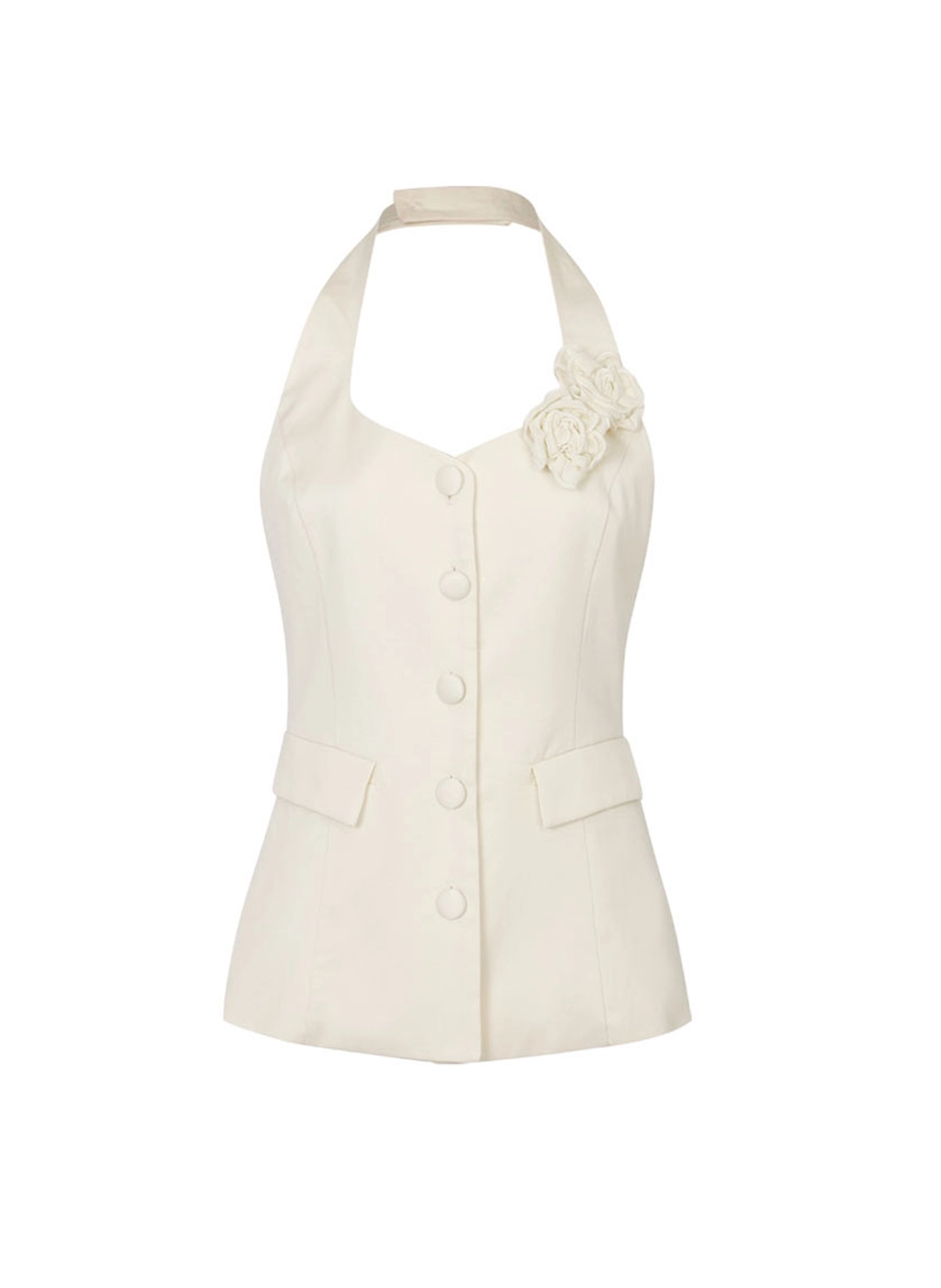 루루서울 Corsage Halter Neck Vest (Ivory) 상품 이미지 1