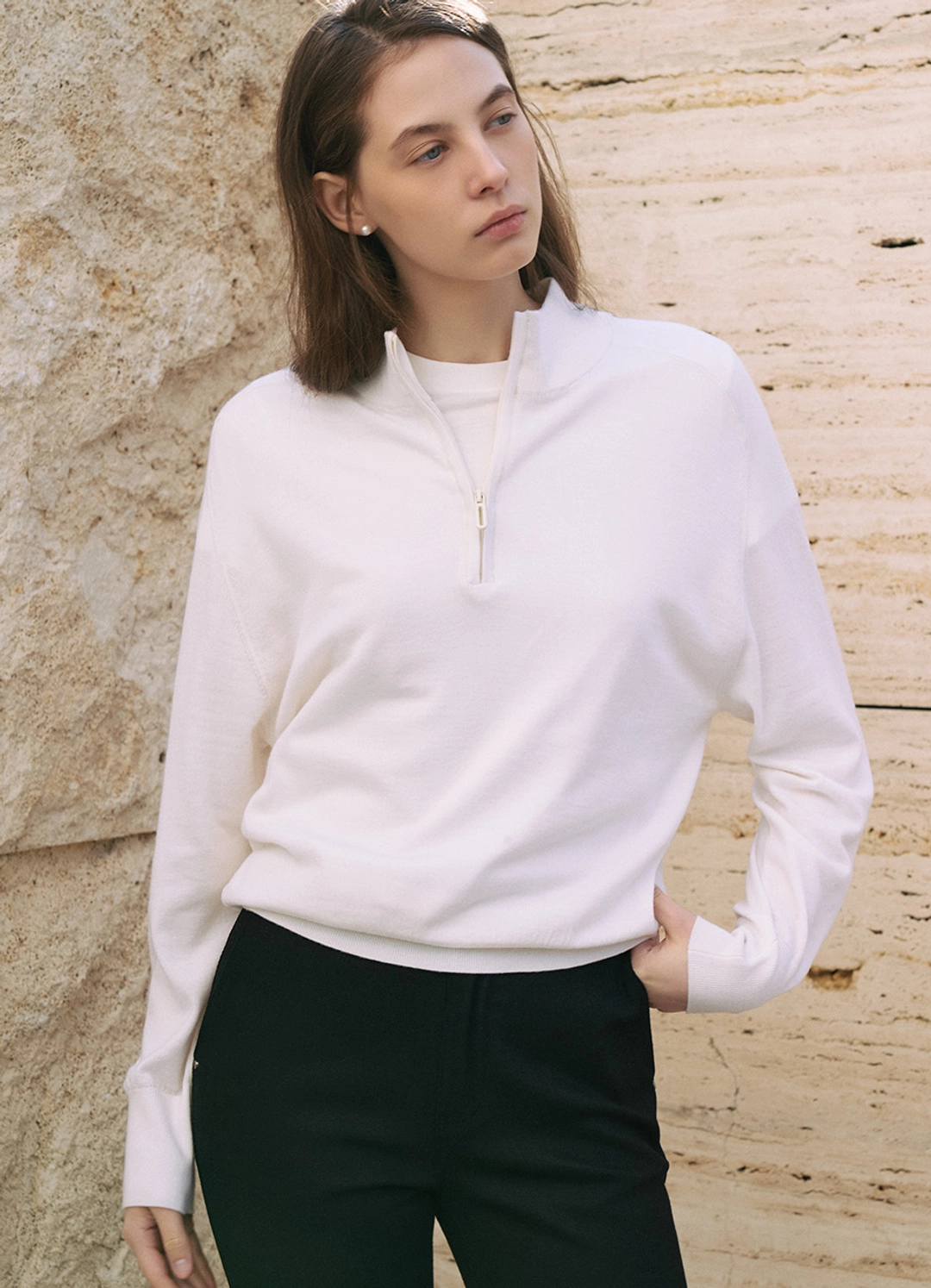 안젤로비안코 Wool 100 Lume Half Zip Knit 상품 이미지 2