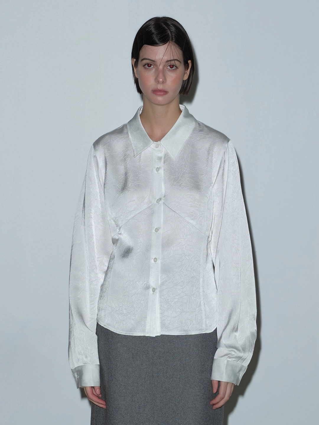 마가린핑거스 JACQUARD PANEL BLOUSE (WHITE) 상품 이미지 2