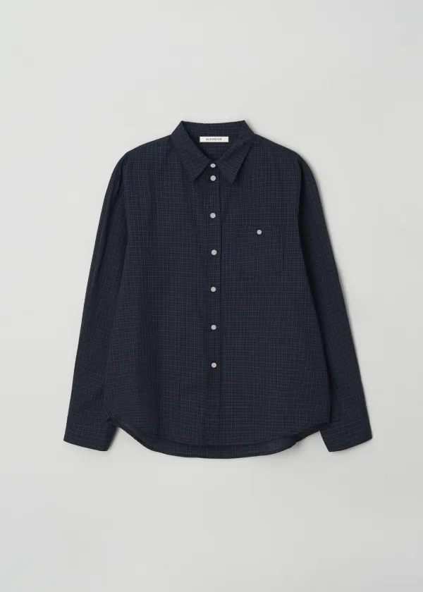 Leaf check shirt (navy)