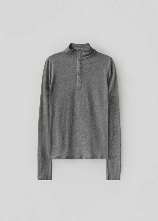 Port henry neck tee (charcoal melange)