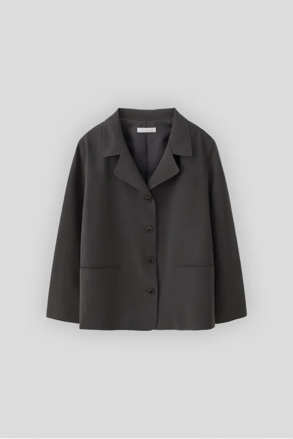 (1st re-stock) T/T Gathered soft jacket (charcoal)