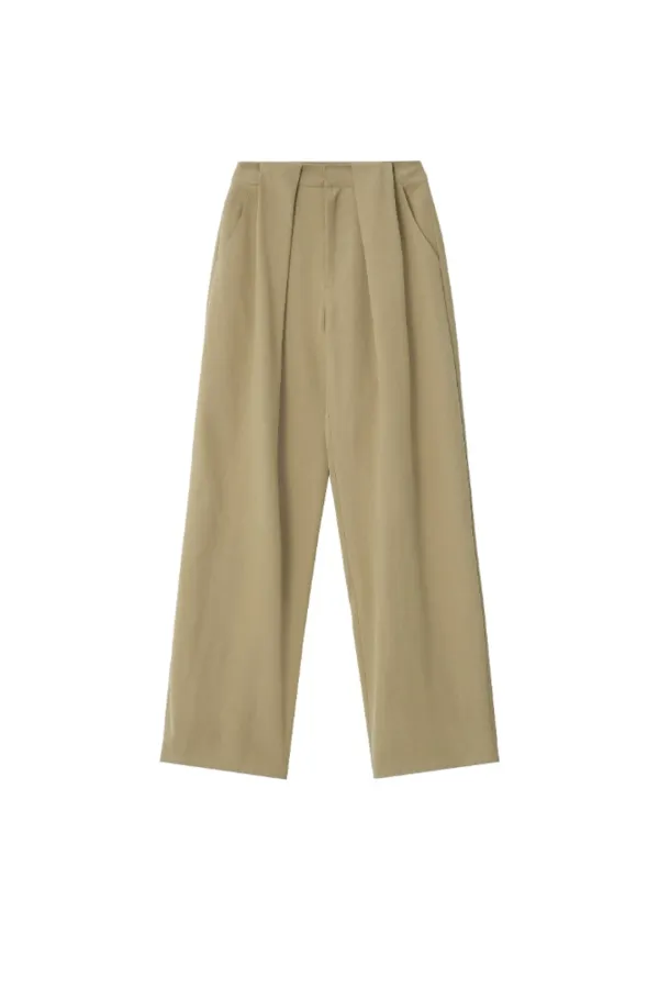 Wide tuck trousers - Beige (9/21 예약 발송)