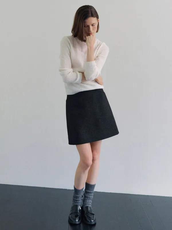 DEMURE WOOL MINI SK_CHARCOAL