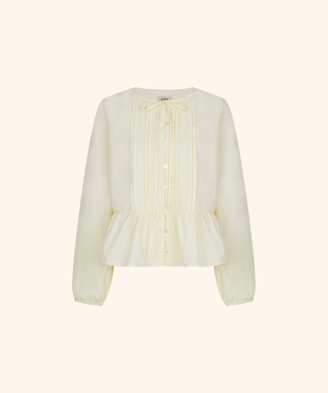 레터프롬문 Floral Embroidered Pintuck Blouse (Cream) 상품 이미지 1