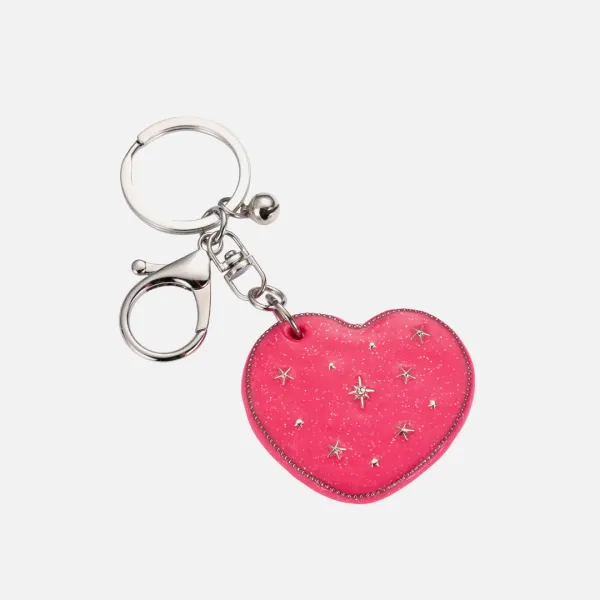 heart dia mirror key ring-pink
