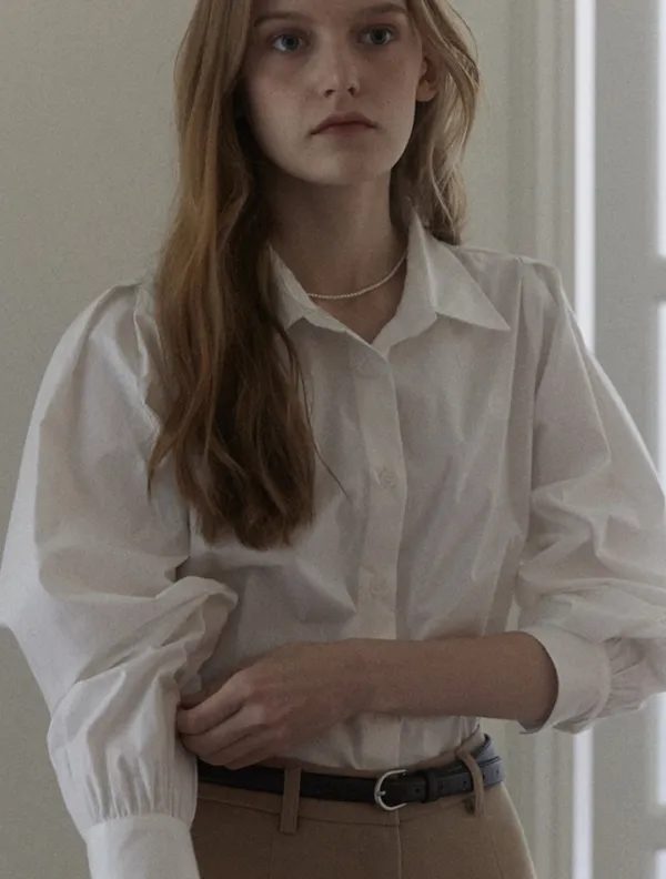 Puff Sleeve Logo Blouse - White