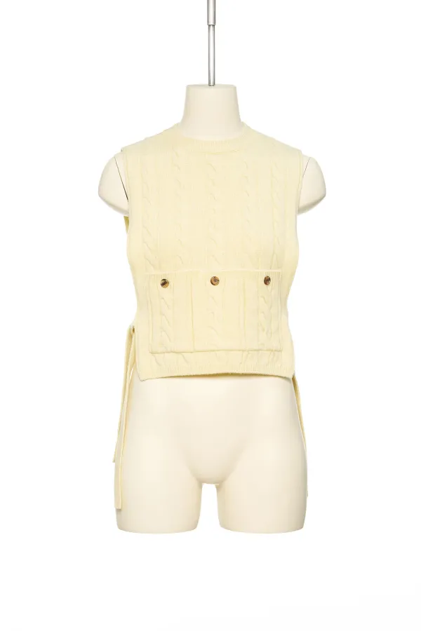 FW25 ZERO YELLOW SIDE OPEN KNIT VEST