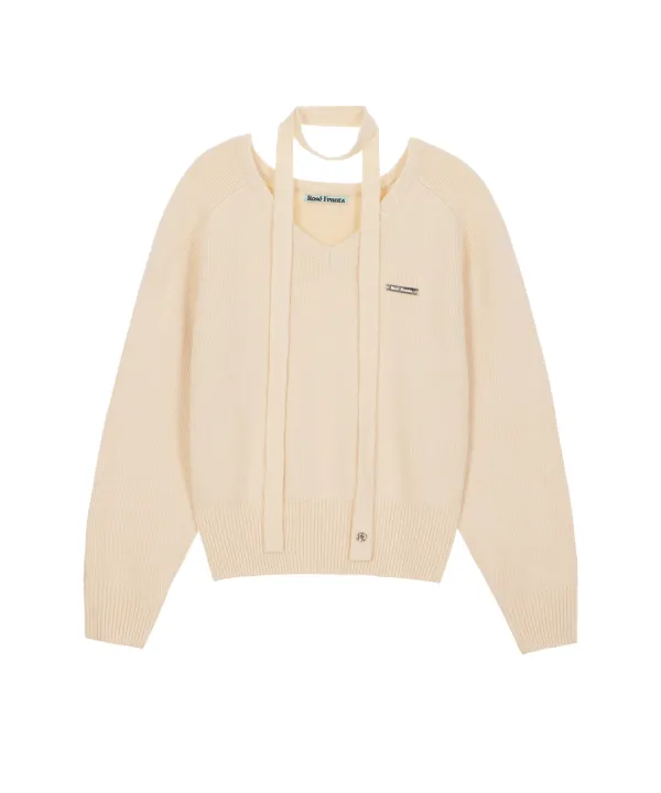Tie & Vneck Knit [Butter]
