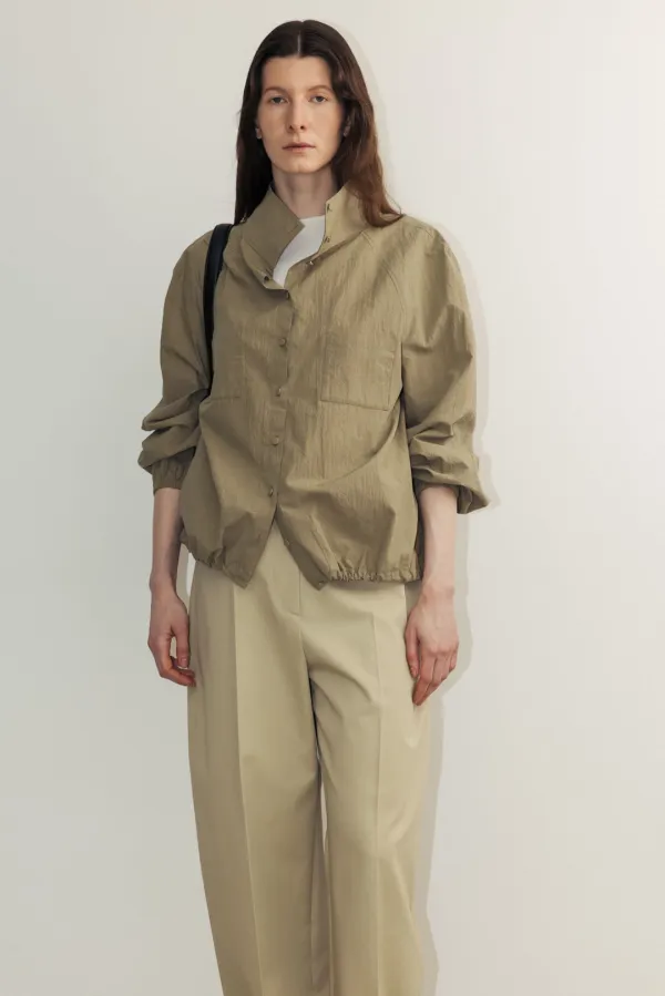 Crinkled cotton light Jumper_khaki