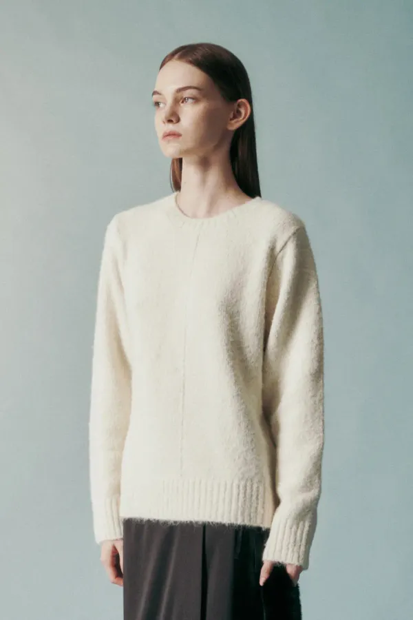 WOOL BLEND KNIT TOP IVORY