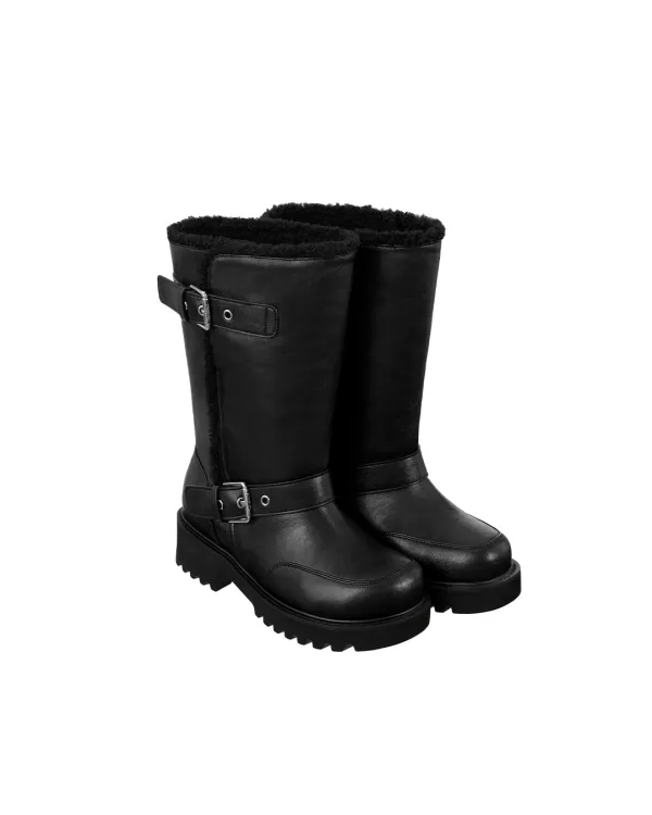 Hatched Shearling Boots · 해치드 시어링 부츠 / 블랙
