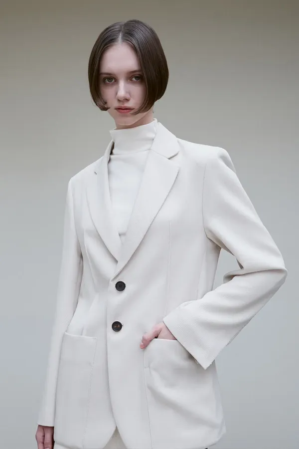 TWILL BLAZER JACKET CREAM