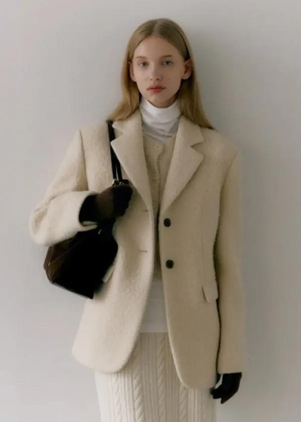 [5차 리오더] ALPACA SINGLE HALF JACKET (oat ivory)
