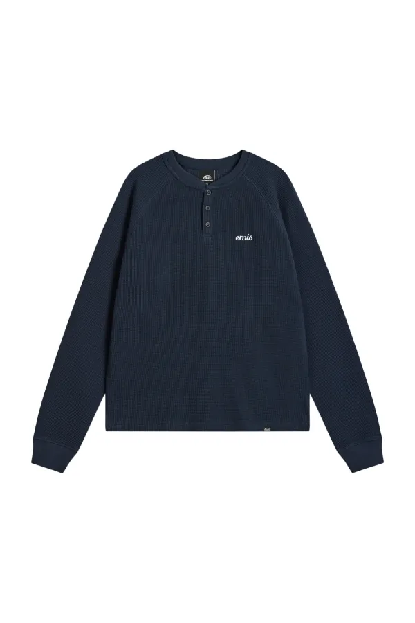 WAFFLE RAGLAN T-SHIRT-NAVY