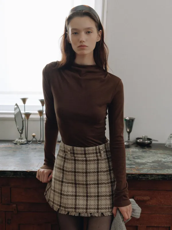 Fringe Check Mini Skirt_2Color