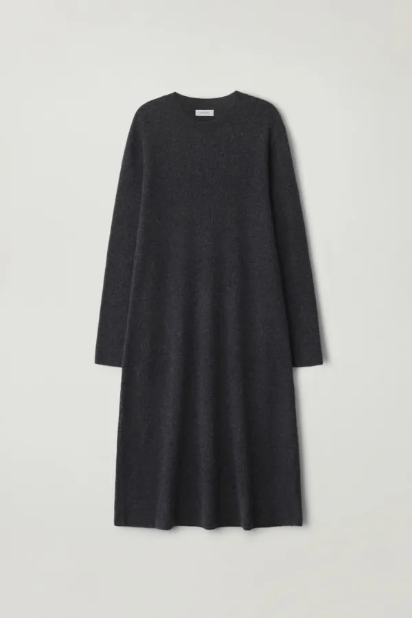 Wool long dress (Charcoal)