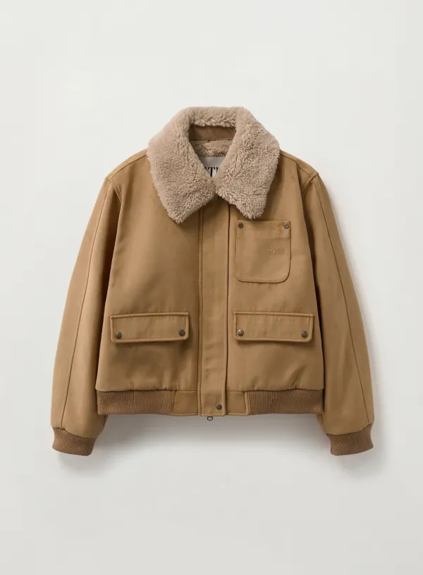 (W) Synthetic Suede Blouson Jumper - Camel