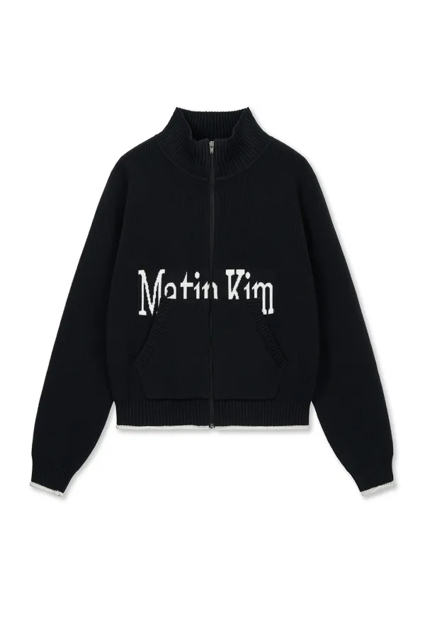 MATIN SPELL POINT KNIT ZIP UP IN BLACK
