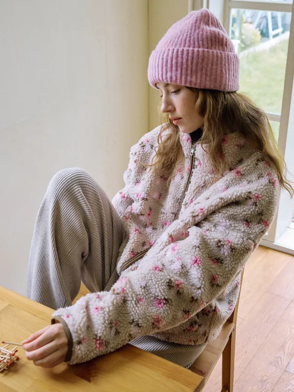 A FLOWER FLEECE JUMPER_BEIGE