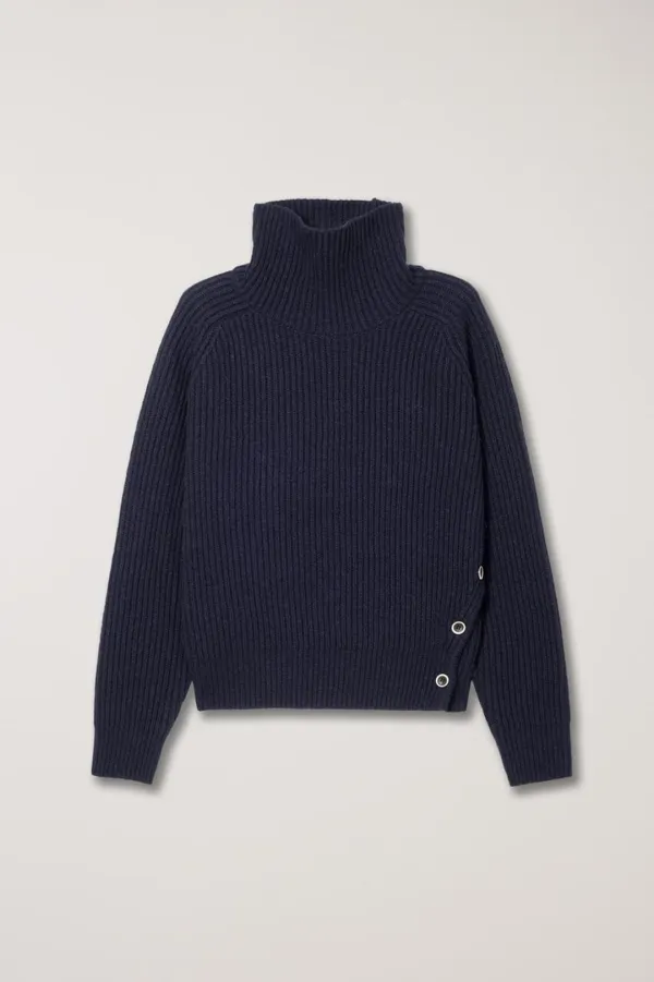 UNISEX BUTTONED TURTLENECK SWEATER NAVY