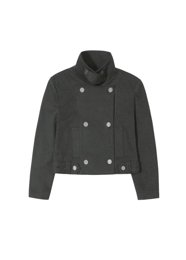 [3RD] BELTED HALF COAT, CHARCOAL