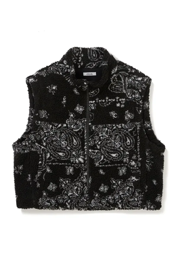 [24FW clove] Bandana Fleece Vest (Black)