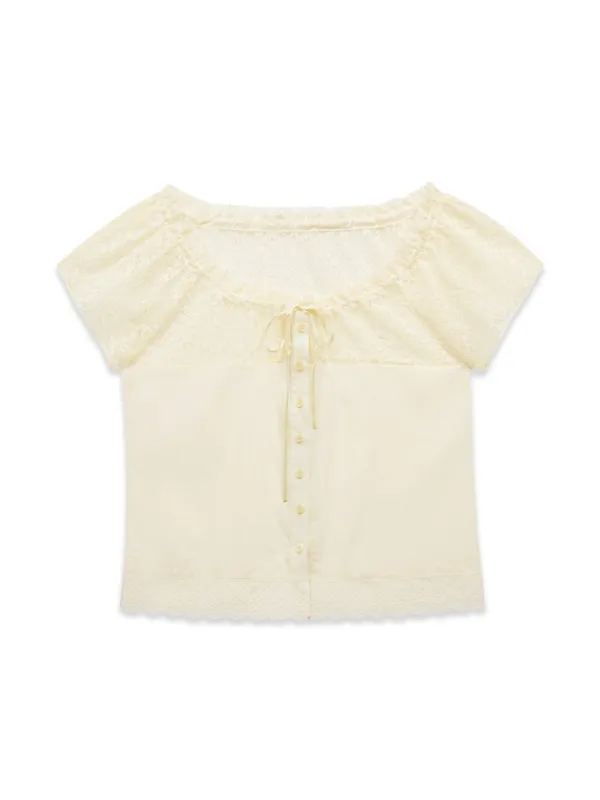 FLOWER LACE BLOUSE (CREAM)