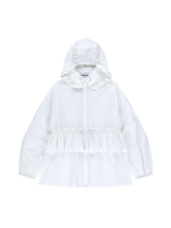 FRILL LAYERED HOOD JACKET [WHITE]